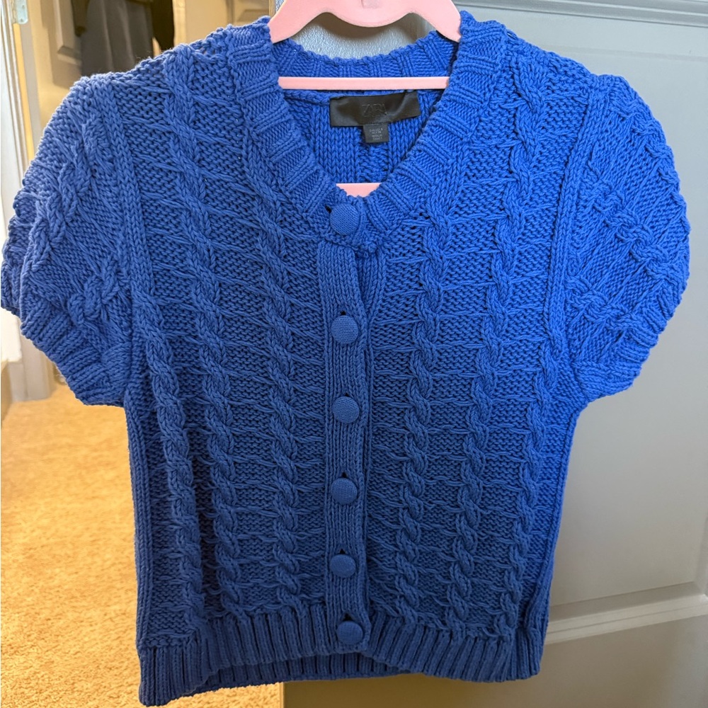 zara knit short sleeve top